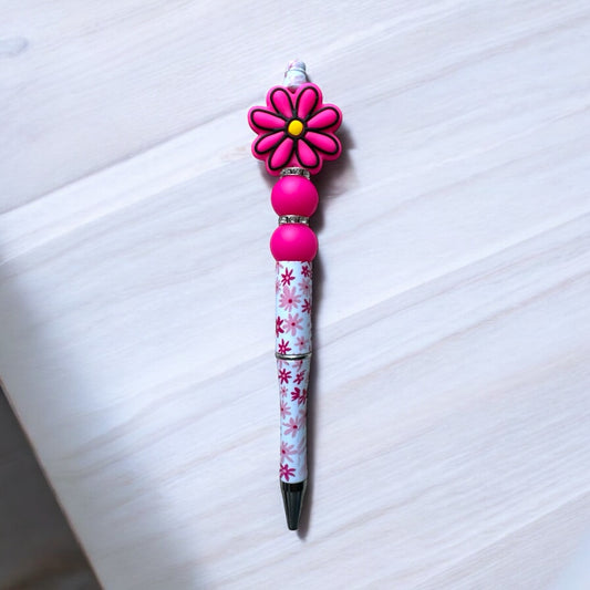 1 Pink Flower Beaded Bead