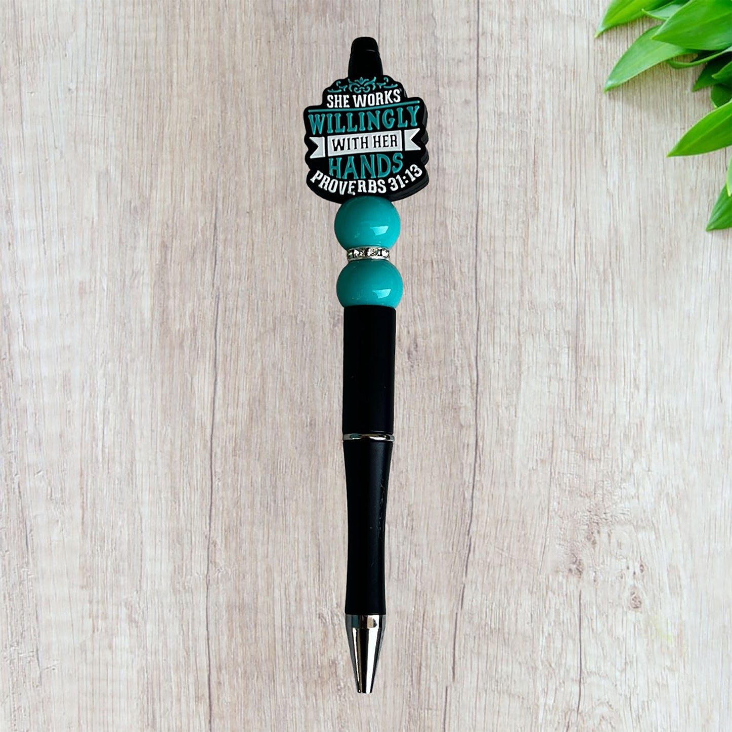 1 "She Works Willing with her Hands" Proverbs 31:13 - Beaded Pen