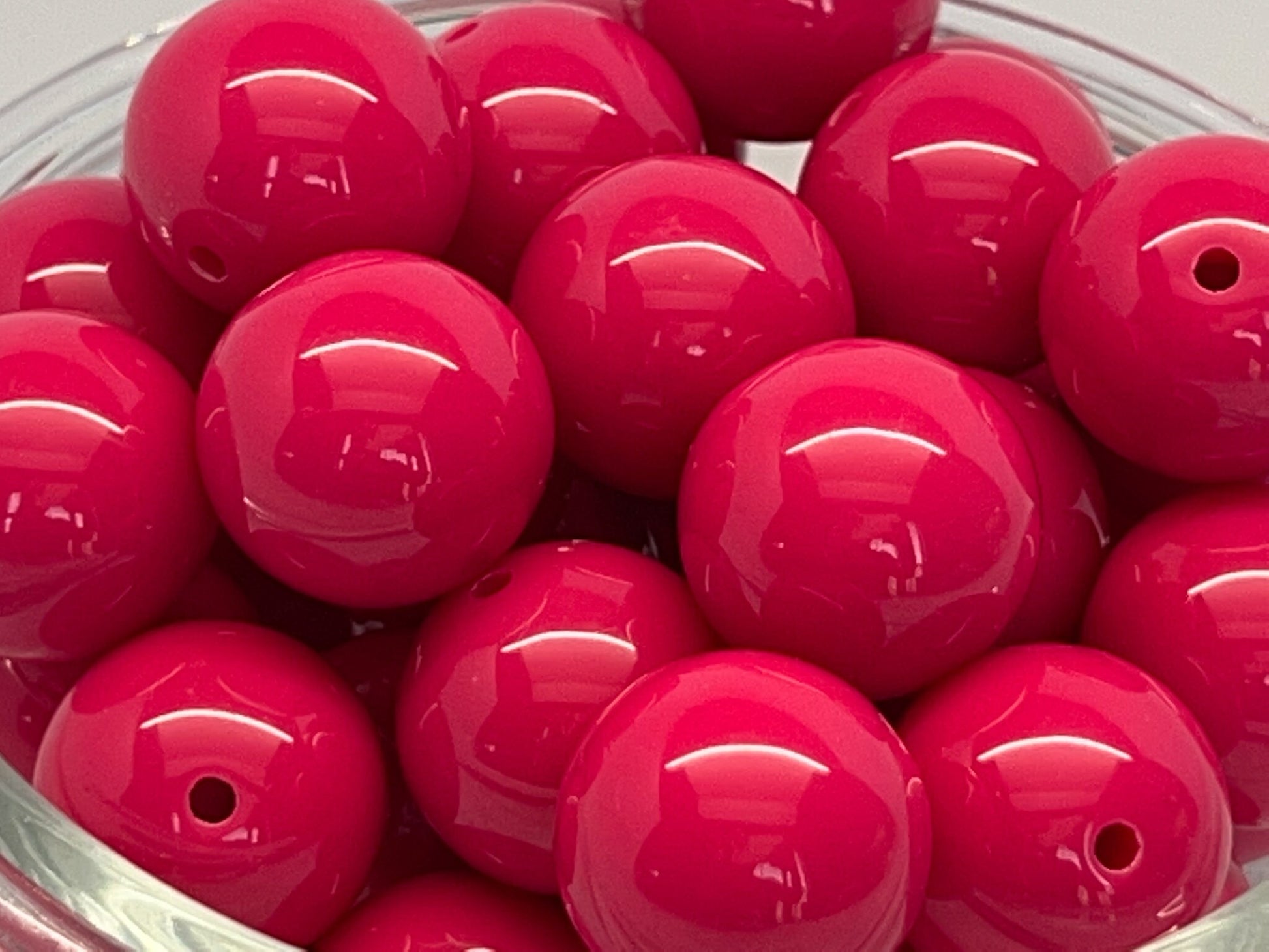 20MM Hot Pink Solid Chunky Bubblegum Bead, Acrylic Bubblegum Bead, 10 Beads per order